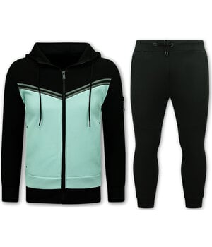 True Rise Heren Trainingspakken - Joggingspak Heren - 147 - Zwart/Groen