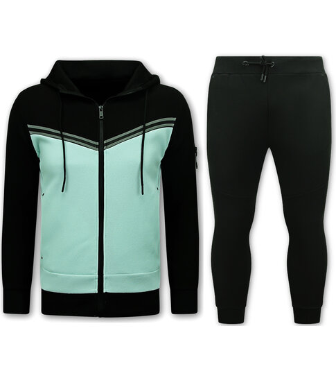 True Rise Heren Trainingspakken - Joggingspak Heren - 147 - Zwart/Groen