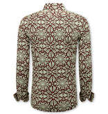 Bread & Buttons Heren Overhemden Lange Mouw - Blouse Heren Volwassenen - Slim Fit - Bordeaux