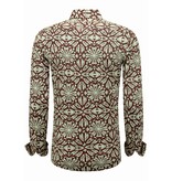 Bread & Buttons Heren Overhemden Lange Mouw - Blouse Heren Volwassenen - Slim Fit - Bordeaux