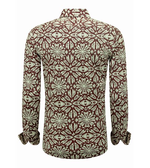 Bread & Buttons Heren Overhemden Lange Mouw - Blouse Heren Volwassenen - Slim Fit - Bordeaux