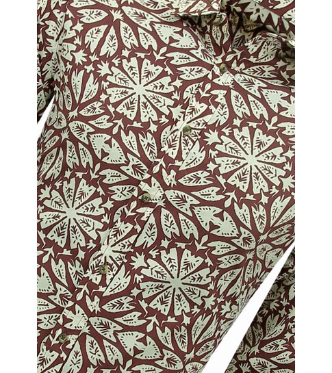 Bread & Buttons Heren Overhemden Lange Mouw - Blouse Heren Volwassenen - Slim Fit - Bordeaux