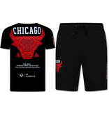 Top Star BULLS  Zomer set Heren - Twinset BULLS - Combisets - 1685 - Rood/ Zwart