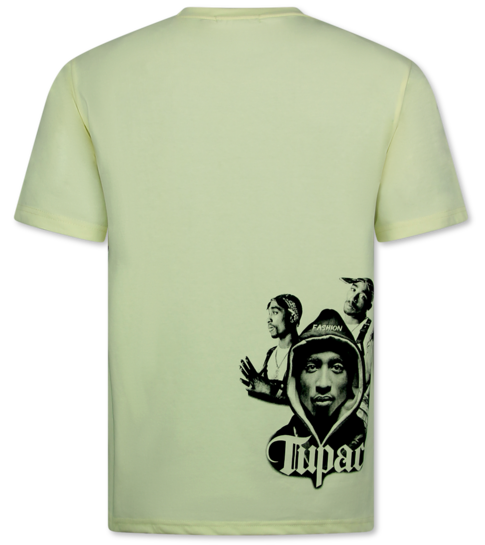 True Rise Tupac Shakur - Oversized T shirt Heren  - T shirt Heren met Print  -  Heren Tshirt met Opdruk -  672 - Geel