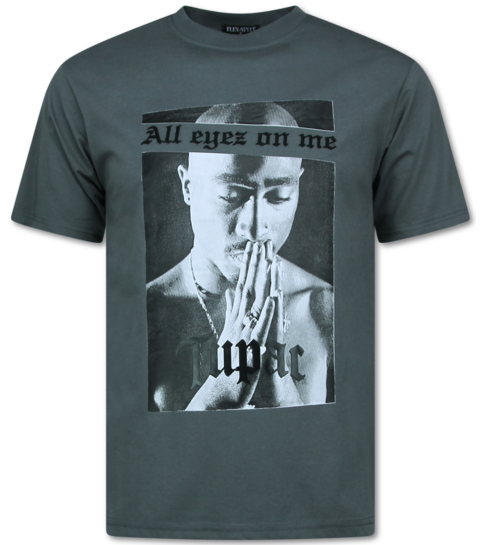 Top Star All Eyez on Me -  Oversized T shirt Heren  -T shirt Heren met Print - Tupac  - 685 - Grijs