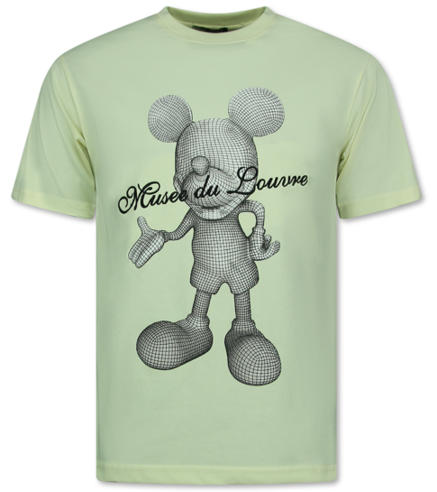 True Rise Heren Tshirt met Opdruk - Oversized T shirt Heren - Mouse - 699 - Geel