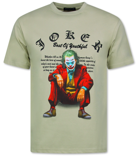 True Rise Tshirts Heren Grappig - Oversized T shirt Heren - Joker - T shirt Heren met Print - Funny Shirt  - 701 - Bruin