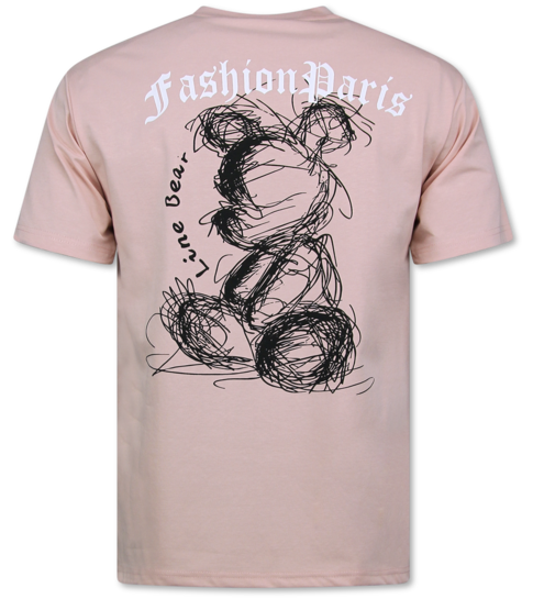 TopStar Heren Tshirt met Opdruk  - Oversized T shirt Heren - T shirt Heren Grappig - Bear - 691 - Roze
