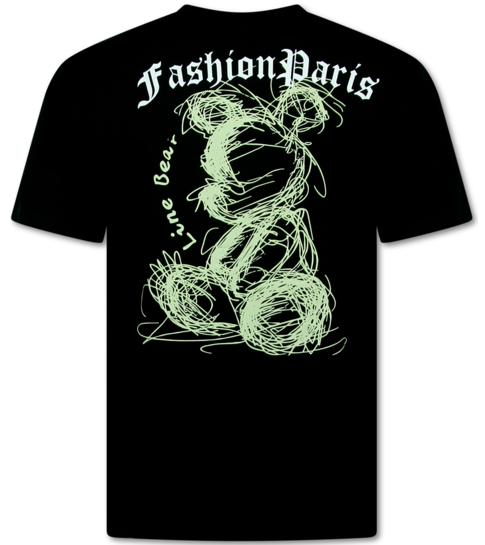 True Rise T shirt Heren Oversized  - T shirt met Print Heren - T shirt Heren met Print Grappig - Bear - 691 - Zwart