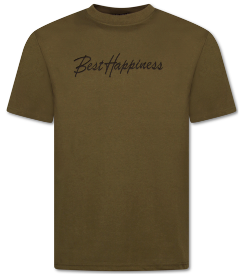 TopStar T shirt Heren met Print Grappig - Oversized T shirt Heren - Happiness - 688 - Bruin