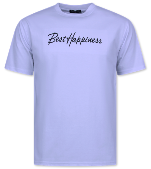 TopStar Witte T shirts Heren Ronde Hals - Oversized T shirt Heren - Funny shirt - Happiness - 688 - Wit