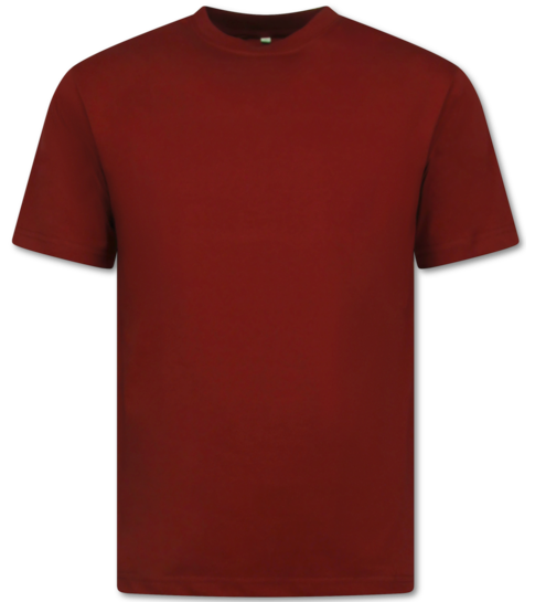 True Rise T shirt Heren Oversized  - Effen T-shirt  Blanco - 6530 - Bordeaux