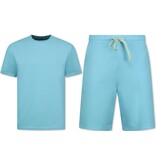 ENOS Zomer Set Heren - Ribbed  Oversized - Two Piece Setje - Twinset - Co ord Set - 918 - Turquoise