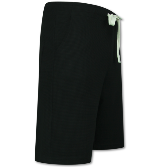 ENOS Twinset  - Ribbed  Oversized  Shirt - Zomerset Heren - Two Piece Setje - Co ord Set - 915 - Zwart