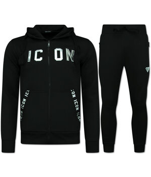 True Rise Trainingspakken Heren ICON  - Joggingpak ICON - ICON Huispak Heren -  11575 - Zwart/ Zilver