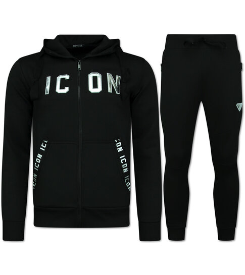 TopStar Trainingspakken Heren ICON  - Joggingpak ICON - ICON Huispak Heren -  11575 - Zwart/ Zilver