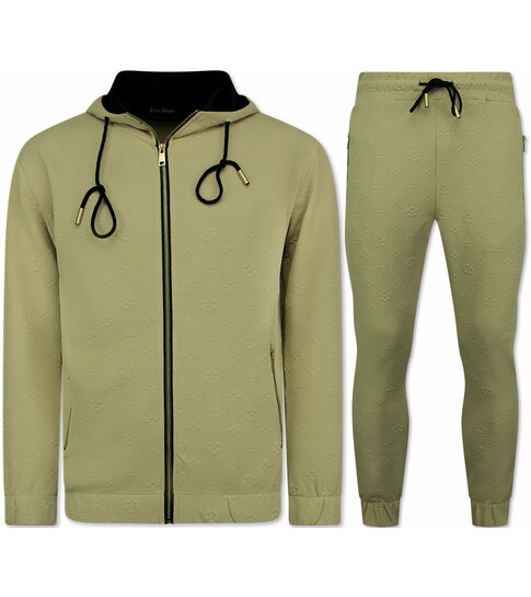 TopStar Tweedelige Set - Trainingspak Heren - Joggingpak Heren Volwassenen - Huispak Heren - 5035 - Bruin