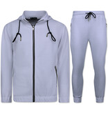 True Rise Vrijetijdspak Heren - Trainingspak Heren - Joggingpak Heren Volwassenen - 5035 - Wit