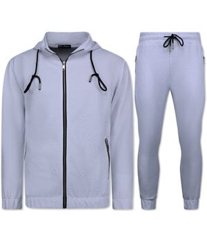 True Rise Vrijetijdspak Heren - Trainingspak Heren - Joggingpak Heren Volwassenen - 5035 - Wit