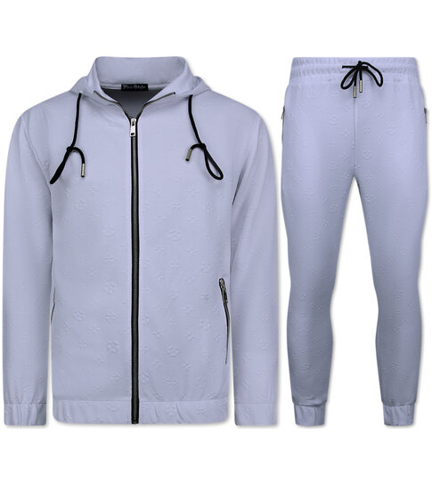 True Rise Vrijetijdspak Heren - Trainingspak Heren - Joggingpak Heren Volwassenen - 5035 - Wit