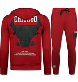 True Rise Chicago Bull Trainingspakken Heren  - Joggingpak Heren - Huispak Heren Volwassenen - 5231 - Rood