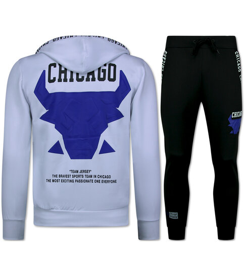 True Rise Chicago Trainingspakken Heren  - Bull Joggingpak Heren - Huispak Heren Volwassenen - 5231 - Wit
