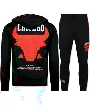 True Rise Bull Huispak Heren Volwassenen - Chicago Trainingspakken Heren -  Joggingpak Heren - 5231 - Zwart