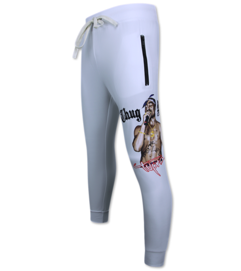 True Rise 2Pac Joggingpak Heren  - Tupac Trainingspakken Heren - Huispak Heren Volwassenen - 3390 - Wit