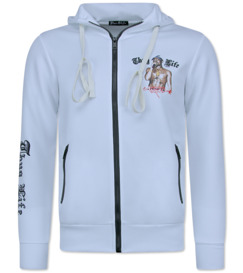 True Rise 2Pac Joggingpak Heren  - Tupac Trainingspakken Heren - Huispak Heren Volwassenen - 3390 - Wit