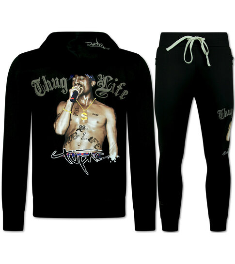 True Rise Tupac Trainingspakken Heren - Joggingpak Heren  2Pac- Huispak Heren - 3390 - Zwart