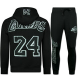 True Rise Lakers Trainingspakken Heren - Lakers Joggingpak Heren  - Huispak Heren Volwassenen - 3793 - Zwart/Zilver