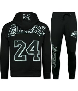 True Rise Lakers Trainingspakken Heren - Lakers Joggingpak Heren  - Huispak Heren Volwassenen - 3793 - Zwart/Zilver