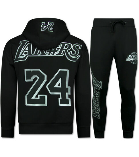 TopStar Lakers Trainingspakken Heren - Lakers Joggingpak Heren  - Huispak Heren Volwassenen - 3793 - Zwart/Zilver
