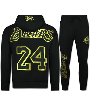  TopStar Lakers Joggingpak Heren  - Lakers Trainingspakken Heren - Huispak Heren Volwassenen - 3793 - Zwart/Goud