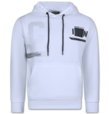 True Rise ICON Trui Twinset Zwarte Print - Joggingpak Heren Volwassenen - Trainingspakken Heren - Huispak -  3789 - Wit