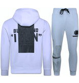 True Rise ICON Trui Twinset Zwarte Print - Joggingpak Heren Volwassenen - Trainingspakken Heren - Huispak -  3789 - Wit