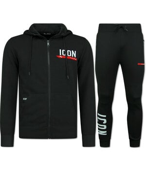 True Rise Trainingspak ICON - Joggingpak Heren - Huispak Heren Volwassenen -  3877 - Zwart