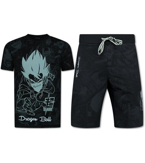 True Rise Twinset Dragon Ball - Zomerset Heren -  Co ord set  Dragon Bal - Combisets - 1681 - Zwart