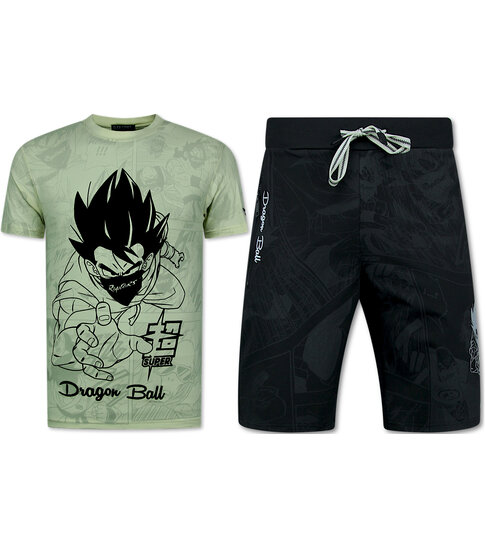 True Rise Twinset Dragon Ball - Zomerset Heren -  Co ord set  Dragon Ball - Combisets - 1688 - Beige
