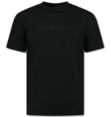 True Rise T shirt Heren met Print Grappig - Oversized T shirt Heren - Happiness - 688 - Zwart