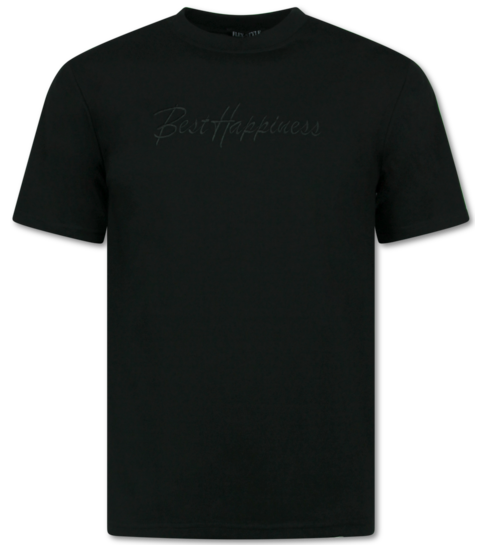Top Star T shirt Heren met Print Grappig - Oversized T shirt Heren - Happiness - 688 - Zwart