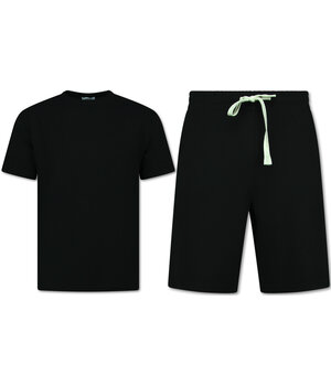 ENOS Zomerset Heren - Ribbed  Oversized - Two Piece Setje - Twinset - Co ord Set - F-918 - Zwart