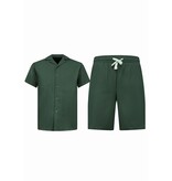 ENOS Zomerset Heren - Ribbed Oversized  Shirt - Shorts heren / Oversized T shirt Heren  - Twinset - F-919 - Groen