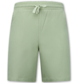 ENOS Twinset - Zomerset Heren - Ribbed Oversized  Shirt - Shorts heren / Oversized T shirt Heren  - F-919 - Bruin