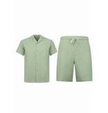 ENOS Twinset - Zomerset Heren - Ribbed Oversized  Shirt - Shorts heren / Oversized T shirt Heren  - F-919 - Bruin