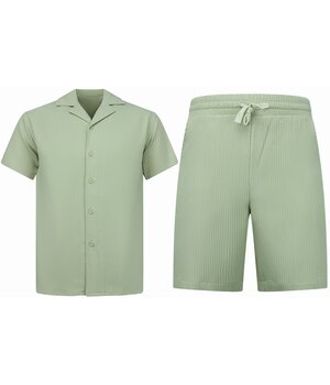 ENOS Twinset - Zomerset Heren - Ribbed Oversized  Shirt - Shorts heren / Oversized T shirt Heren  - F-919 - Bruin