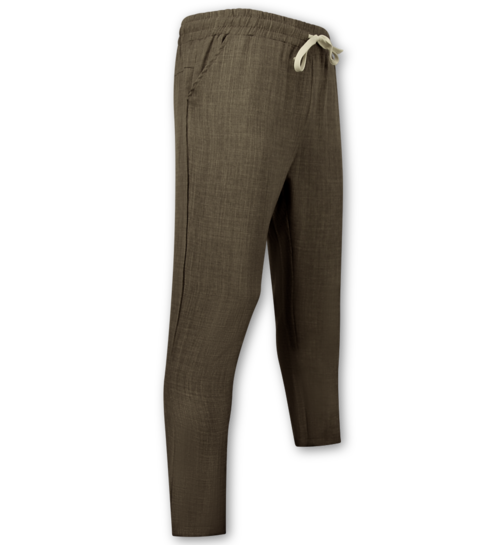 ENOS Linnen Twinset - Linnen Zomerset Heren - Linnen Overhemd Heren - Linnen Broek Heren - MG-011 - Bruin