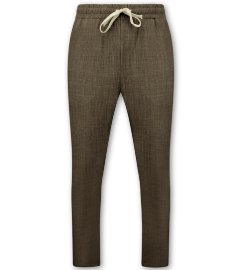 ENOS Linnen Twinset - Linnen Zomerset Heren - Linnen Overhemd Heren - Linnen Broek Heren - MG-011 - Bruin