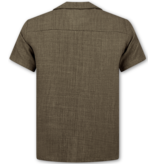 ENOS Linnen Look Twinset - Zomerset Heren - Linnen Look Overhemd Heren - Linnen Broek Heren - MG-011 - Bruin