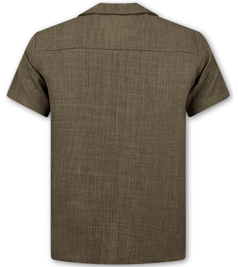 ENOS Linnen Look Twinset - Zomerset Heren - Linnen Look Overhemd Heren - Linnen Broek Heren - MG-011 - Bruin